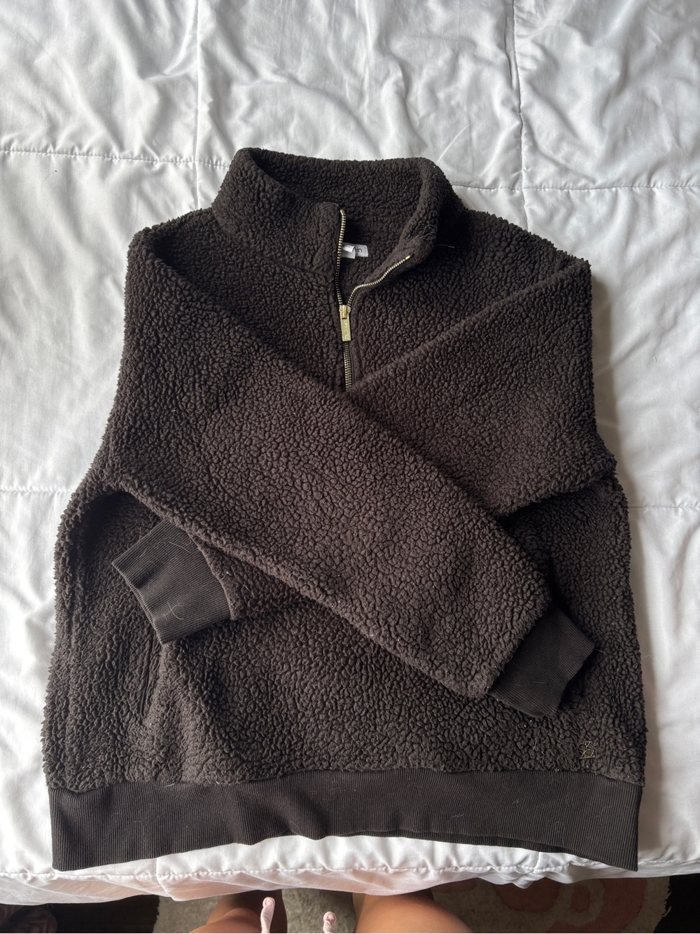 Calvin Klein Dark Brown Sherpa Half-Zip Pullover